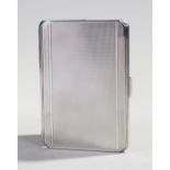 George VI silver cigarette case, Birmingham 1938, the engine turned case with canted corners, 12cm