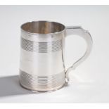 George III silver two pint tankard, London 1804, makers mark C then rubbed, with ring decoration and