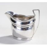 George III silver cream jug, London 1800, makers mark rubbed, the oval jug with a long spout and
