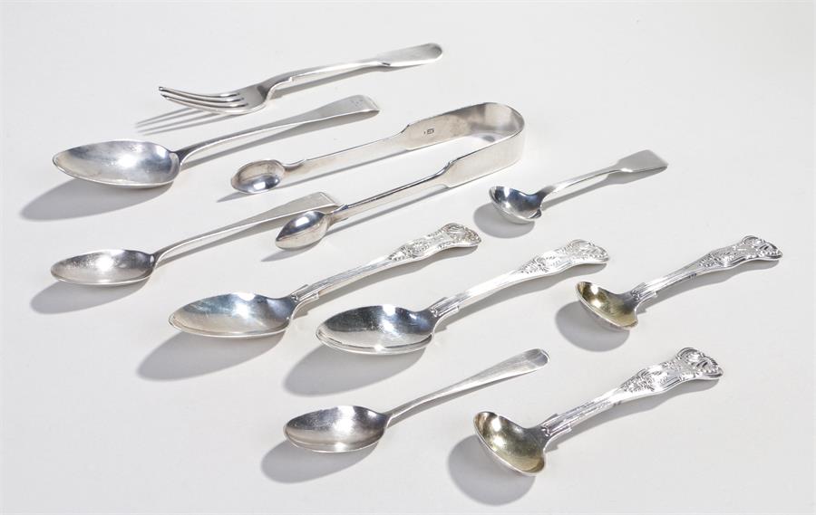 Silver flatware, various dates and makers, to include George III and later silver spoons, a George