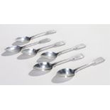 Matched set of six silver tea spoons, to include a set of five Victorian examples London 1861, maker