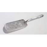 19th Century Danish silver fish server, the wide blade with a pair of serpent type fish and a