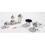 George VI silver cruet set, London 1940, maker Goldsmiths & Silversmiths Ltd, consisting of a