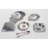 Silver objects, various dates and makers, to include two shell butter dishes, an ashtray, a