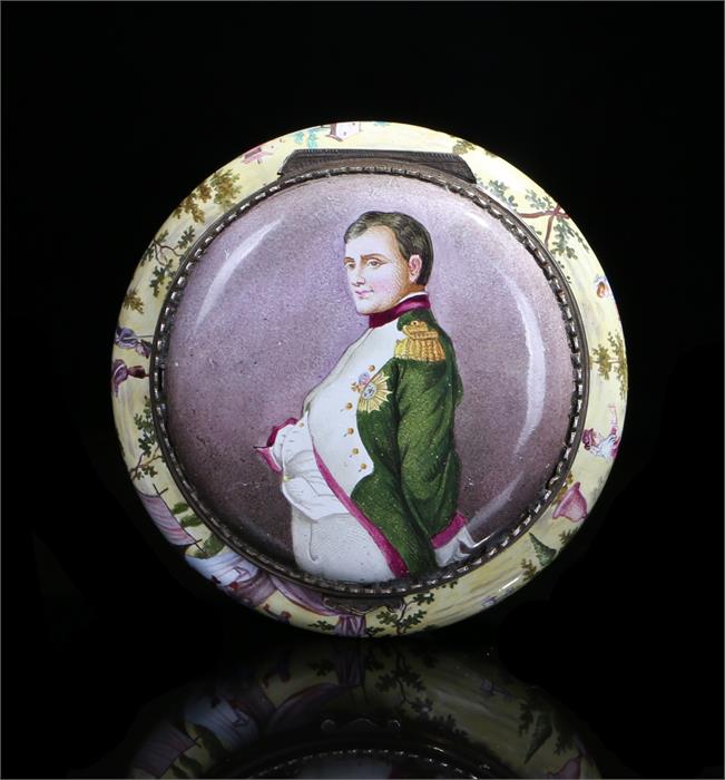 Fine 19th Century Viennese enamel and silver gilt snuff box, maker Hermann Böhm, the lid