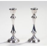 Pair of Elizabeth II silver candlesticks, Birmingham 1995, maker Broadway and Co, weighted, 20.5cm