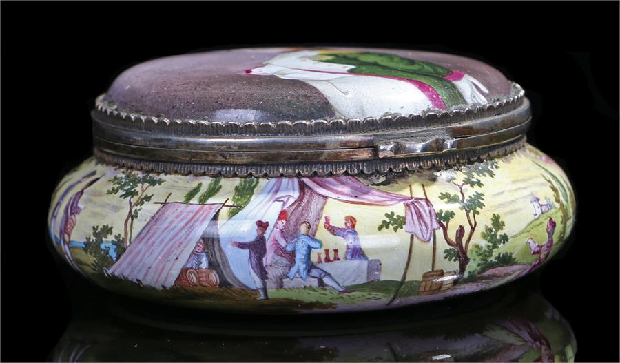 Fine 19th Century Viennese enamel and silver gilt snuff box, maker Hermann Böhm, the lid - Image 3 of 5