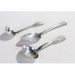 George III silver table spoon, London 1802, maker PB, AE, WR, together with a Victorian silver