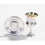 Victorian silver traveling chalice and paten, London 1838, maker George Pinnell, the chalice with