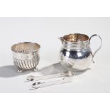 Silver objects, various dates and makers, to include a cream jug, a bowl and a sugar tong, total