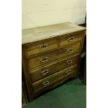 Early 20th Century satinwood chest of drawers, rectangular top above two short and three long