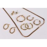 9 carat gold earring loops, 2 grams, together with further costume jewellery