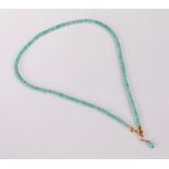 9 carat gold and sky blue apatite necklace, 48cm long