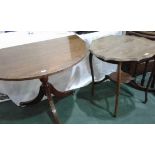 Edwardian centre table, together with half a pedestal table, (2)