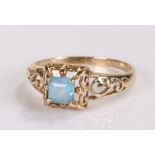 9 carat gold ring, set with a blue stone, ring size S