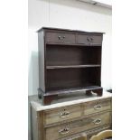 Furniture, to include two trolley tables, two towel rails and a mahogany bookcase cabinet, (5)