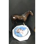 Beswick porcelain Horse, together with a Franklin Mint commemorative plate to Princess Diana, (2)