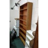 Pine bookcase, with seven shelves, 208cm high