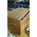 Wicker basket, together with boot moulds, a shoe pull and a leather jewellery box