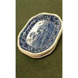 Four Copeland meat dishes blue and white Spode's Tower pattern (4)