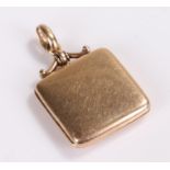 10 carat gold locket, hinged square locket, 7.6 grams