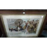 Large framed print of Admiral Nelson leaving Portsmouth to join HMS Victory