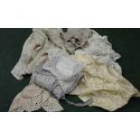 Various items of linen to include ladies cap and childs apron etc.