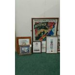 Collection of framed ephemera relating to Admiral Nelson and the Centenary of the Battle of