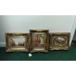 Three framed prints, a Hunting scene together with a print of a cockerel after Hilton Pratt and