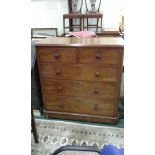 Victorian chest of drawers, the mahogany top above two short and three long drawers raised on a