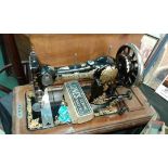 Vintage Jones hand cranked sewing machine with serial number 398005