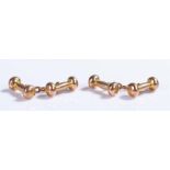 9 carat gold cufflinks, tube form with circular ends, 3.8 grams