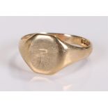 9 carat gold signet ring, 4.2 grams