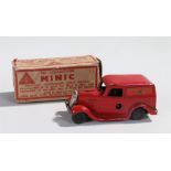 Tri-ang Minic tinplate clockwork Ford Royal Mail Van, in red, Royal Mail GR to either side, boxed