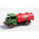 Tri-ang Minic clockwork truck the green cab with BP red fuel container back