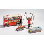 Wells tin plated clockwork Buy British transport bus, marked Made in England, together with a