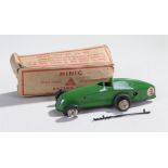 Minic tinplate clockwork Racing Car, in green, made in England by Lines Bros, boxed