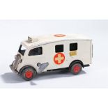 Tri-ang Minic clockwork toy Ambulance, in white with crosses