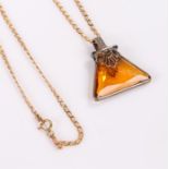 9 carat gold chain with pendant, the 9 carat gold chain with orange pendant, the chain 3.4 grams