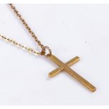 9 carat gold cross and chain, 2.8 grams