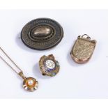 Jewellery, to include a locket and a rolled gold pendant and chain, also together with a silver