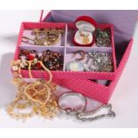 Jewellery, housed within a jewellery box, to include necklaces, bracelets, earrings, etc, (qty)