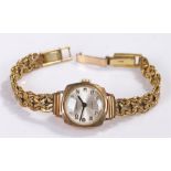 Regency 9 carat gold ladies wristwatch, with a signed silvered dial