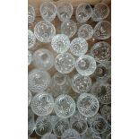 Collection of cut glass tumblers together with wine and sherry glasses, (Qty)