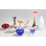 Swedish and art glass, to include tall vases, shallow dishes, etc, (qty)