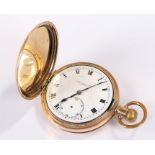 Thomas Russell & Son Liverpool gold plated hunter pocket watch, case 52mm diameter