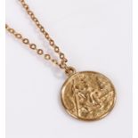 9 carat gold pendant necklace, with a St Christopher pendant, 4.8 grams