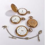 Gold plated pocket watches, to include a hunter example, an open face, one missing the case front