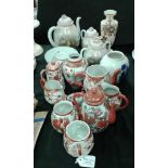 Collection of Japanese Satsuma ware pots, jugs, jars, etc together with further Japanese Tea pots