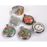 Pocket watches, with comic effect dials, together with a Smiths Stridemaster and a wristwatch, (6)